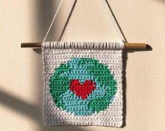 PDF | Crochet Mini Earth Day Wall Hanging Pattern | Home Decor | Tapestry | Intarsia