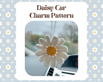 PDF | Crochet Daisy Car Charm Pattern | Rear View Mirror Accessory | Flower Pendant |
