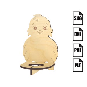 Portauovo di Pasqua pollo pulcino CNC Laser taglio SVG pdf dxf plt modello legno compensato decorazione, Download istantaneo, fai da te, eierhalter ostern