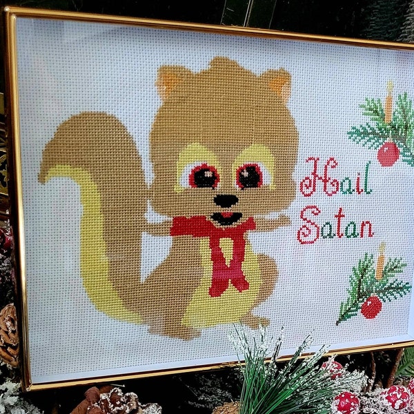 South Park woodland critter Squirrelly christmas cross stitch pdf pattern