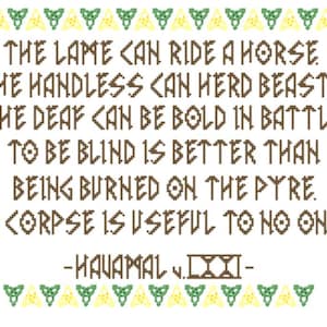 Havamal v. 71 cross stitch pattern only digital pdf download