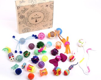 Cat toy set 30 Pic in box, Gift Set for cat and kittens, Cat toys