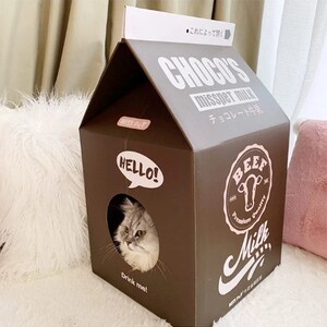 Cat House-Scratcher, Cardboard Box Cat Milk shape image 6