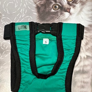 Washable Cat Diaper Pull-up, Cat Stud Underwear, U:ME pets clothe Green