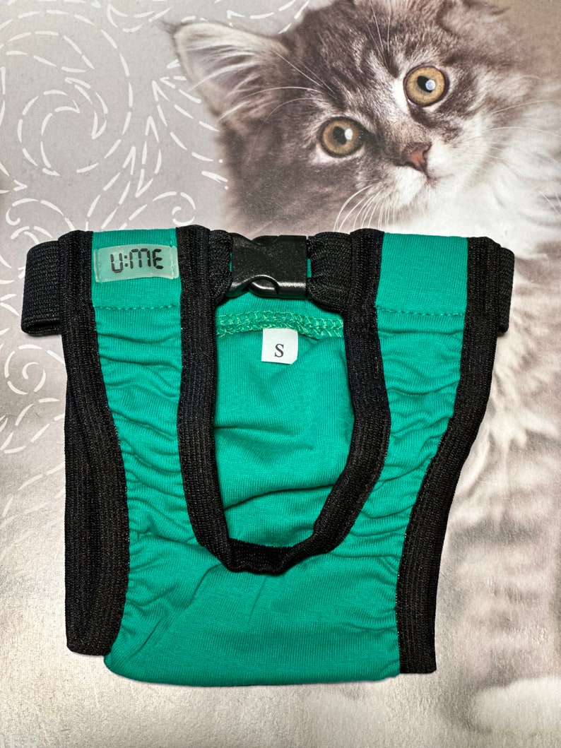 Washable Cat Diaper Pull-up, Cat Stud Underwear, U:ME pets clothe Green