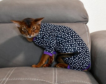 S-XL Pajama for cat, small pet pajama, Comfortable pet close from knotted cotton.