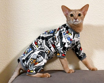 XS-XXL Pajama for cat, small pet pajama, Comfortable pet close from knotted cotton.