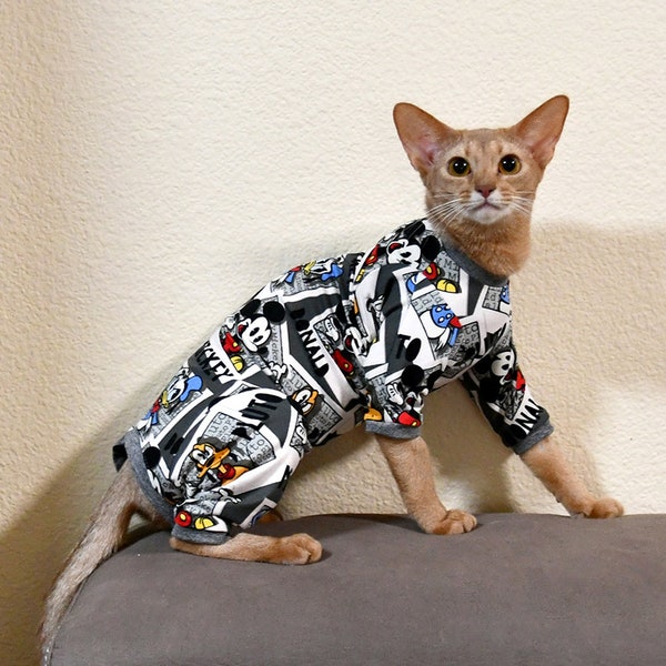 XS-XXL Pajama for cat, small pet pajama, Comfortable pet close from knotted cotton.