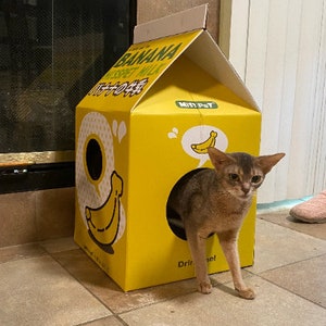 Cat House-Scratcher, Cardboard Box Cat Milk shape image 1