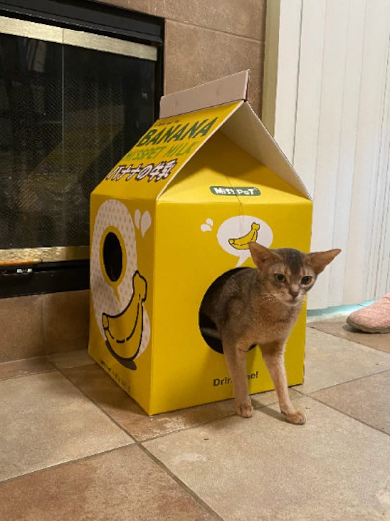 Cat House-Scratcher, Cardboard Box Cat Milk shape image 1