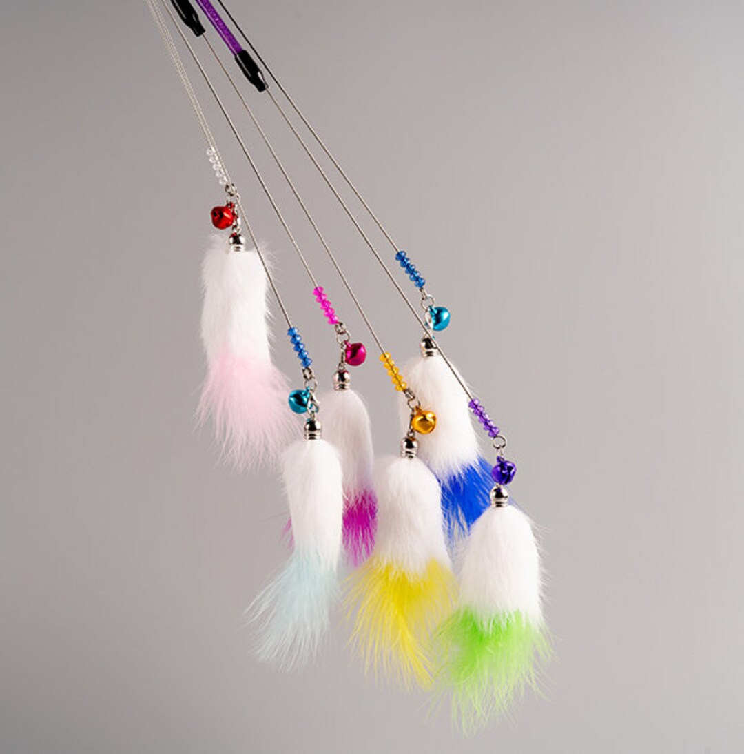 Wand Cat Toy With Rabbit Fur and Feather Teaser Cat Toy With Etsy