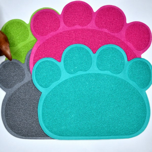 Tapis de litière imperméable pour chat respectueux de l'environnement, tapis de bol pour chat, tapis de litière pour chat en forme de pied