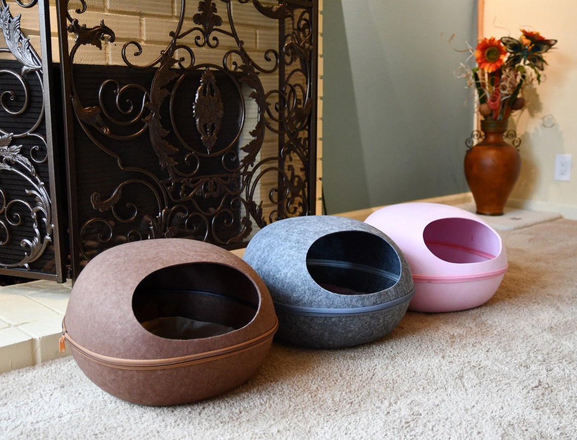 Cat Bed Nest Egg Shape From Wool With Zipper Detachable Pet Etsy