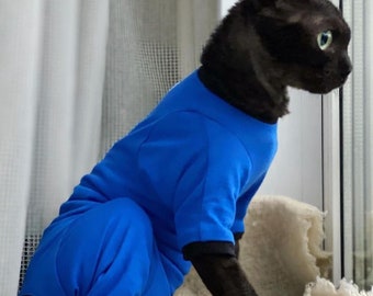 XXS-XXL Pajama for cat slim, Cat Pajama, Comfortable pet Clothing from knotted cotton.