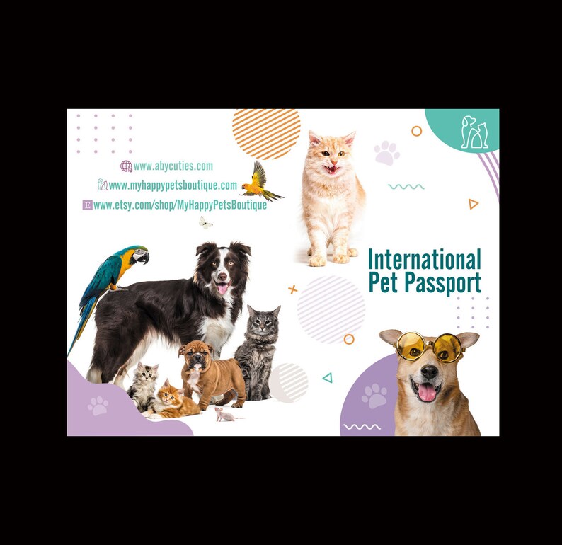 International Pet Health Passport 4 X 6 Black Pet Etsy