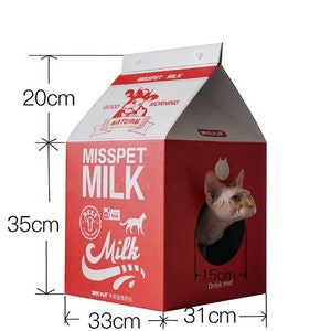 Cat House-Scratcher, Cardboard Box Cat Milk shape image 3