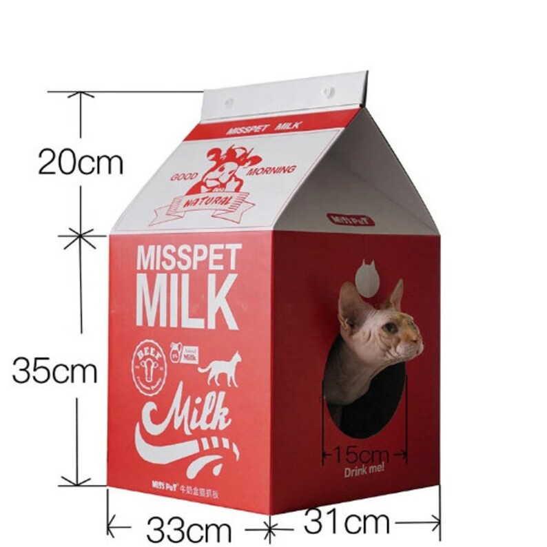 Cat House-Scratcher, Cardboard Box Cat Milk shape image 3