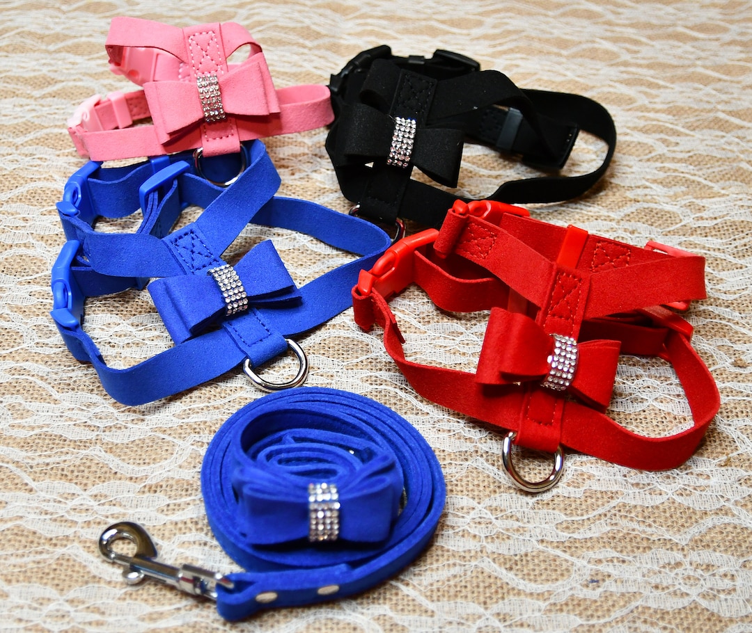 Soft Dog Cat Harness With Bow and Rhinestone, Small Pet Harness With