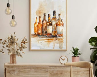 Watercolor Bottles - Perfect for Home Bars or Kitchens