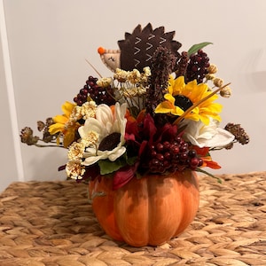 Fall Floral Pumpkin Arrangement