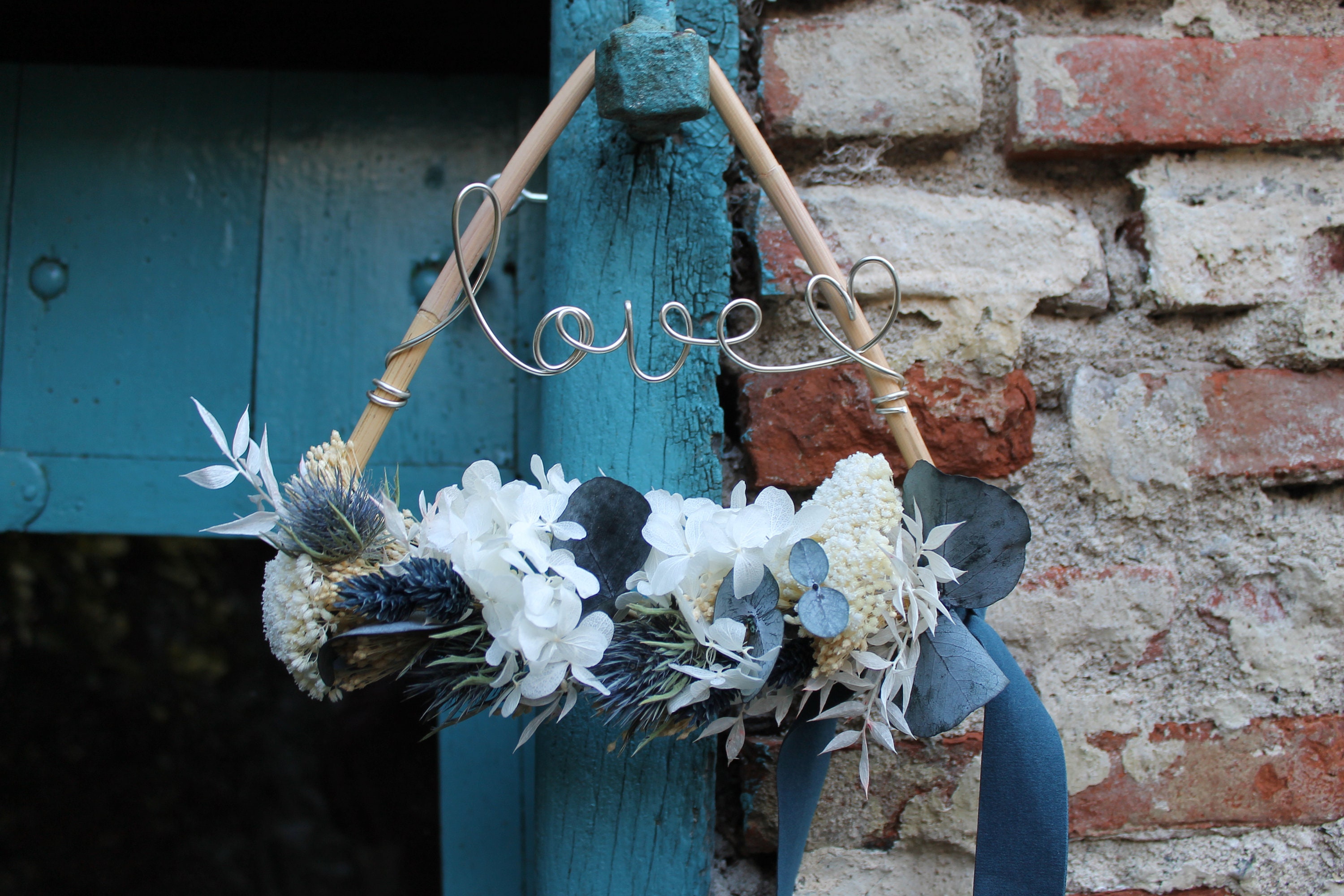 Triangle Rotin Fleurs Séchées