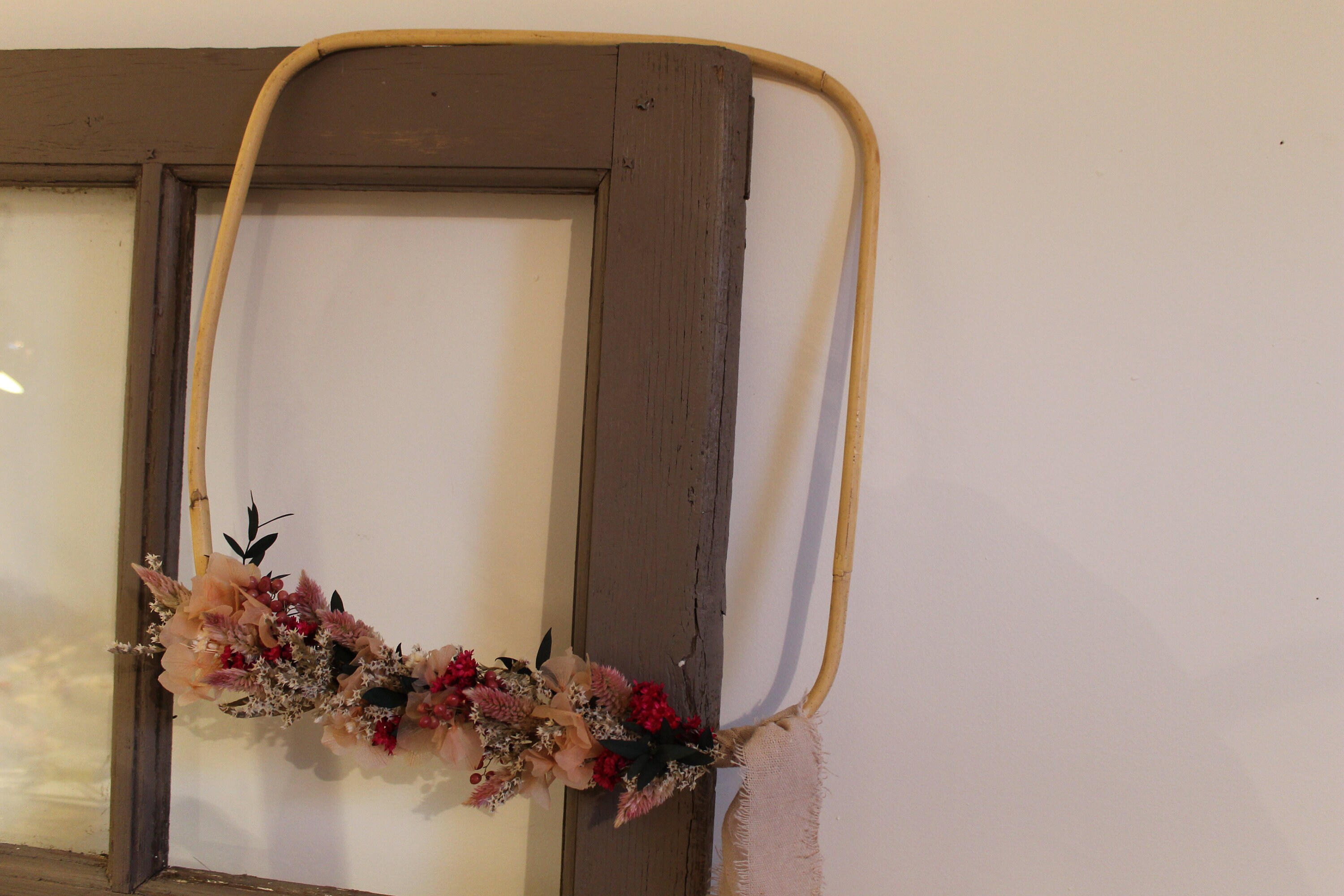 Couronne Carré en Rotin Fleurs Séchées