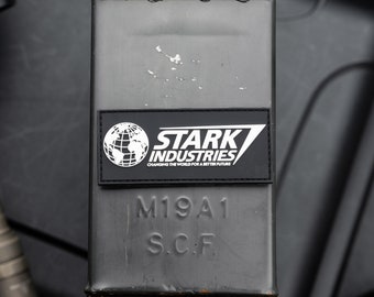 Iron man Stark Industries Off White Logo embroidered Patch 4 1/2 inches 
