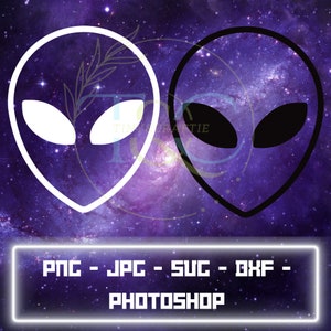 Alien Face Bundle, Design Files For Cricut, Silhouette Cut Files, Alien, Clipart, Black & White Bundle