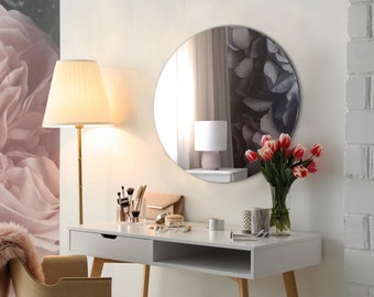 Miroir rond sans cadre, Miroir suspendu, Design moderne, Décoration d'intérieur, Style contemporain, Miroir universel, Fait main