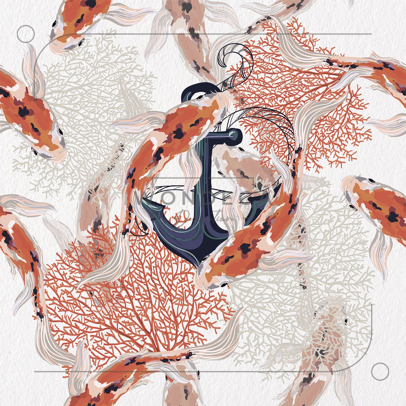 Koi Fish Wallpaper Removable Wallpaper Orange Wallpaper Etsy