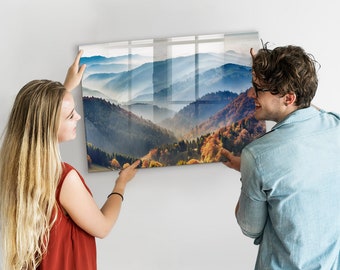 Mountain landscape Wall Organizer, Magnetic Chore Board, Multicolour Memo Board, Landscape Pattern