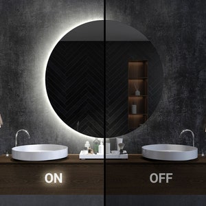 Miroir ovale avec LED I 3 options d'éclairage I Design moderne, miroir fait main, lumière LED, miroir suspendu, décoration murale, miroir de salle de bain image 8