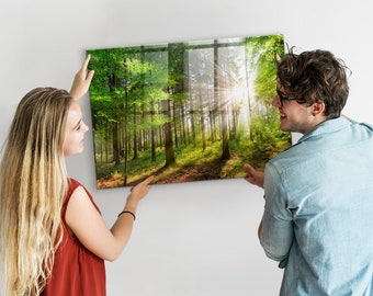 Organiseur mural de la forêt de l'Est, tableau magnétique pour tâches ménagères, tableau mémo vert, motif nature