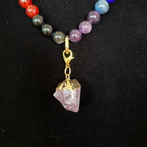 Amethyst chakra necklace pendant (gold)