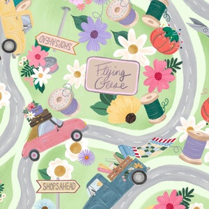 Shop Hop Fabric by Maywood Studio, Quilty Road Trip, Illinois, Fabric by the Yard, MASD5242-GZ