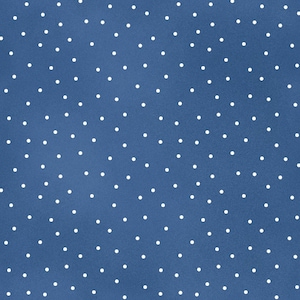 May include: A seamless pattern of white polka dots on a solid blue background.