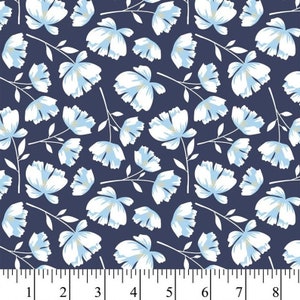 Toss in Navy Fabric by the Yard, Garden Bloom Collection for David Textiles, DX-0024-9C-4