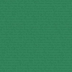 12 Days of Christmas, Christmas Script in Green, Lewis & Irene