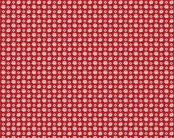 Red Farm Girl Floral Cotton Fabric, Poppie Cotton, By The Yard