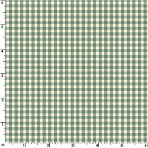 Gingham Plaid in Green Fabric by the Yard; Lovely Bunch Collection by Maywood Studio, MAS10276-G