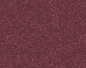 Line Leaves on Maroon, Rustle, Leaves, Maywood Studio, MAS10817-M