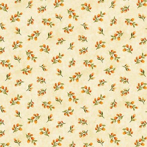 Floral Bud in Cream, Packed Leaves, Wilmington Prints, Fabric by the Yard
