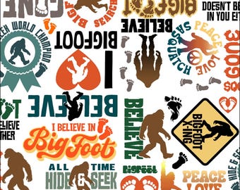 I Believe in Bigfoot, Fabric by the Yard, Legendary Loner Collection, 3 Wishes, Sasquatch, Bigfoot, 3WI23816-WHT