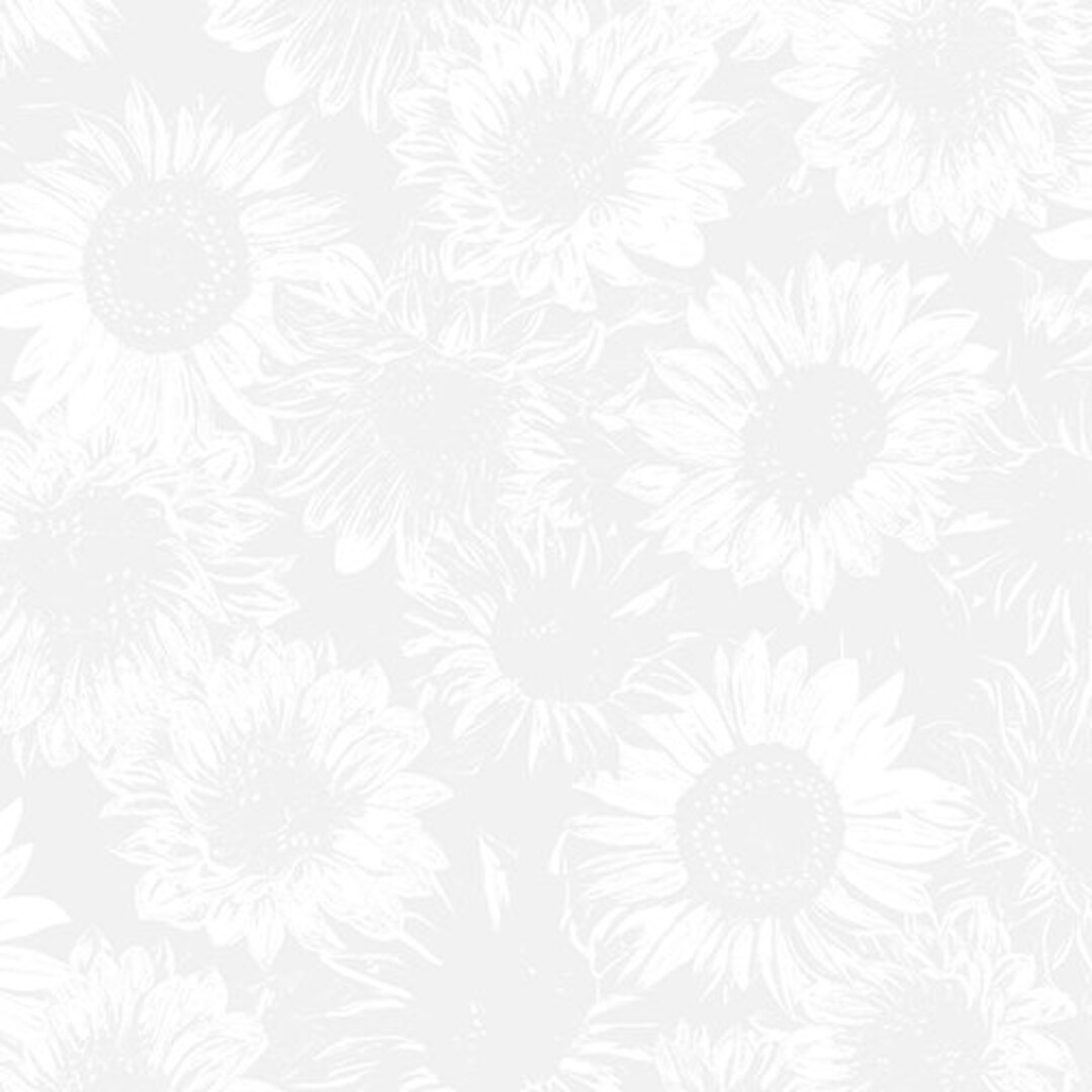 Sunflower Sunrise, White Blender Fabric, White Tonal Sunflowers, Kanvas