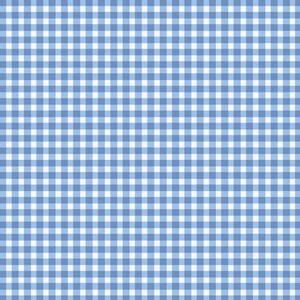 May include: A seamless pattern featuring a classic blue and white gingham design. The pattern consists of evenly spaced squares, creating a checkered effect. The color scheme is a light blue and white, offering a clean and simple aesthetic.