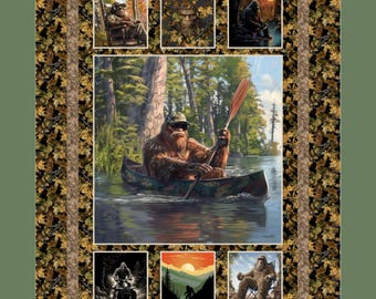 Legendary Loner 36" Panel, Fabric by the Yard, Legendary Loner Collection, 3 Wishes, Sasquatch, Bigfoot, 3W23819-PNL