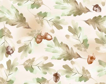 Tossed Oak in Cream, Rustle, Acorns and Leaves, Maywood Studio, MAS10812-E