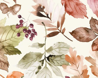 Forest Floor on Cream, Rustle, Leaves, Berries, Acorns,  Maywood Studio, MAS10810-E