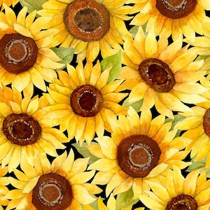 Sunflower Splendor Fabric by the Yard, Packed Sunflowers by Susan Winget for Wilmington Prints