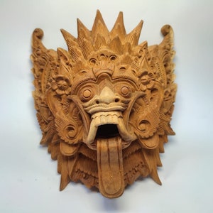 Balinese Myth Rangda Face, Wood Sculpture Carving | Rangda Mask Carving | Mask Sculpture | Unique Mask | Rangda Carving | Room Decor